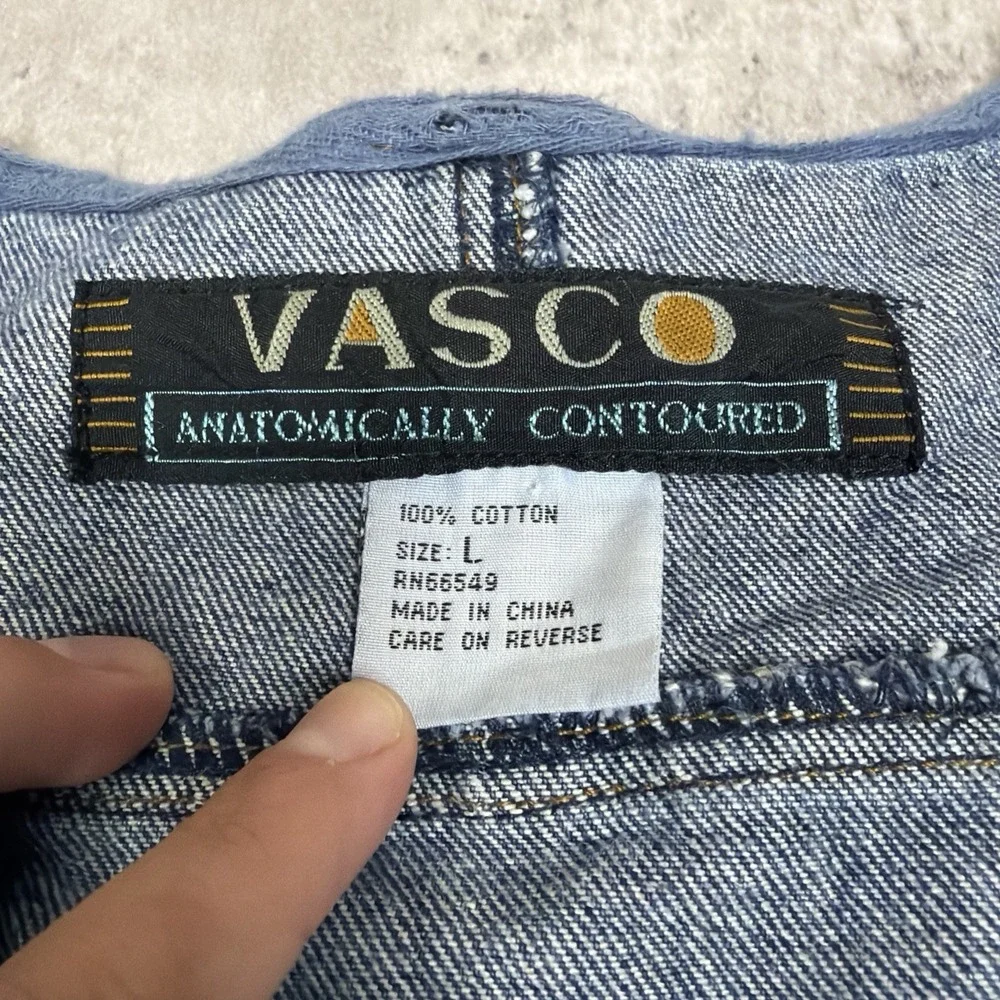 Vintage VASCO Jeans Denim Button Up Vest Large 90s Utility Workwear Y2K Retro